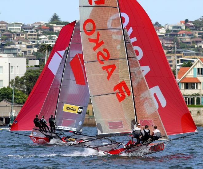 Gotta Love It 7 and Asko Appliances are usually at the head of the fleet but today they finished 11th and 14th respectively &copy; Frank Quealey /Australian 18 Footers League http://www.18footers.com.au